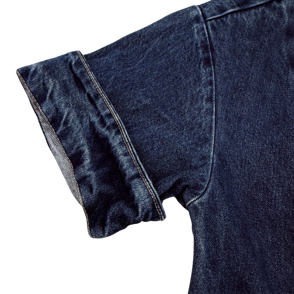 Free People Dream On Denim Mini Dress Size S Blue Utility Zip Front Pockets - Picture 8 of 9